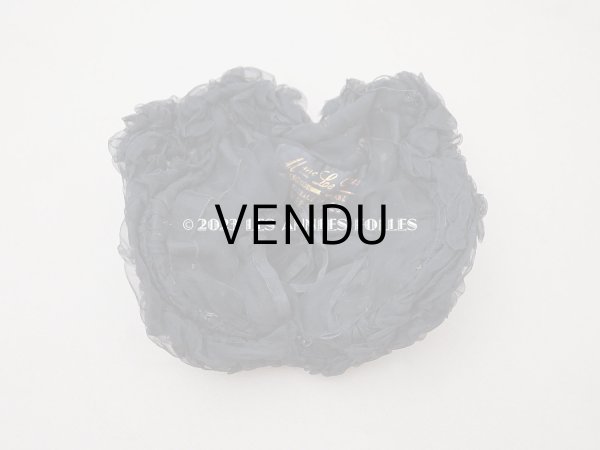 画像8: 1900年頃 アンティーク ドールハット 黒いシルクシフォンのフリル　ヴェルサイユの帽子店 (8)