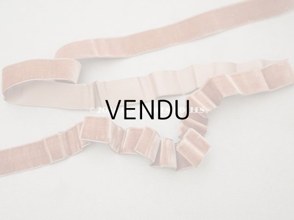 画像4: 19世紀末 アンティーク シルク製　ベルベットリボン ダブルフェイス ブラウン 4.4m 19mm幅 (4)