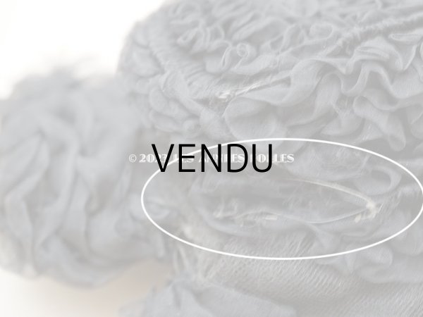 画像12: 1900年頃 アンティーク ドールハット 黒いシルクシフォンのフリル　ヴェルサイユの帽子店 (12)