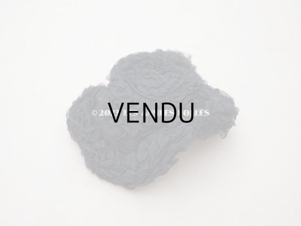 画像6: 1900年頃 アンティーク ドールハット 黒いシルクシフォンのフリル　ヴェルサイユの帽子店 (6)