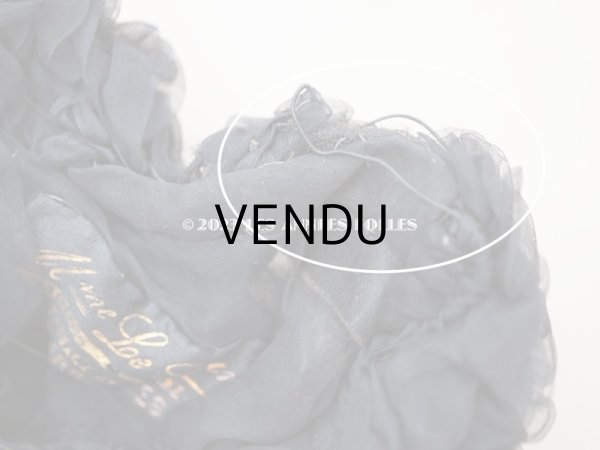 画像13: 1900年頃 アンティーク ドールハット 黒いシルクシフォンのフリル　ヴェルサイユの帽子店 (13)