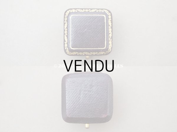 画像6: アンティーク 本革製 ジュエリーボックス 金彩入り ブラウン リングボックス (6)