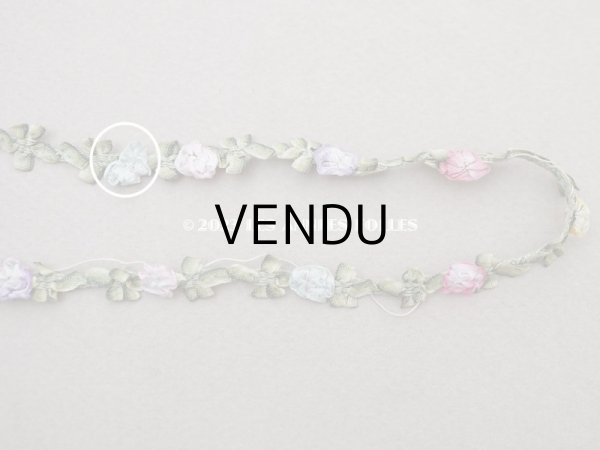 画像7: アンティーク シルク製 6色の薔薇のロココトリム ロココリボン 63cm (7)