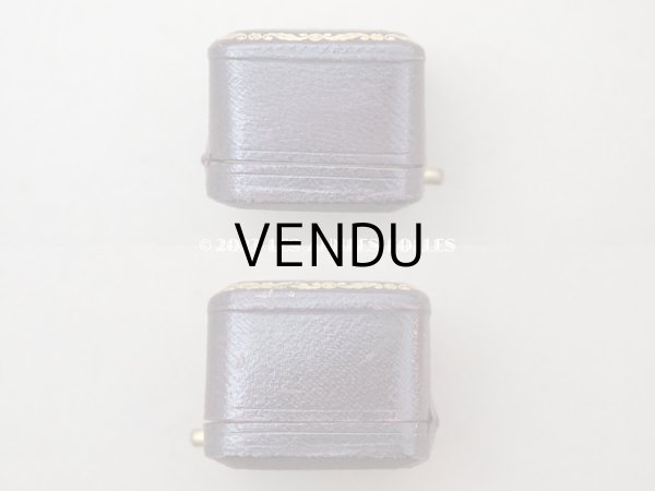 画像8: アンティーク 本革製 ジュエリーボックス 金彩入り ブラウン リングボックス (8)