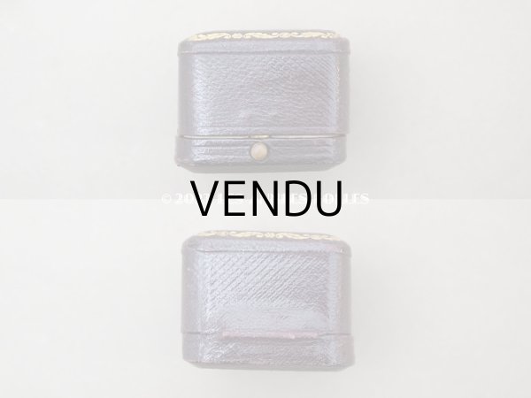 画像7: アンティーク 本革製 ジュエリーボックス 金彩入り ブラウン リングボックス (7)