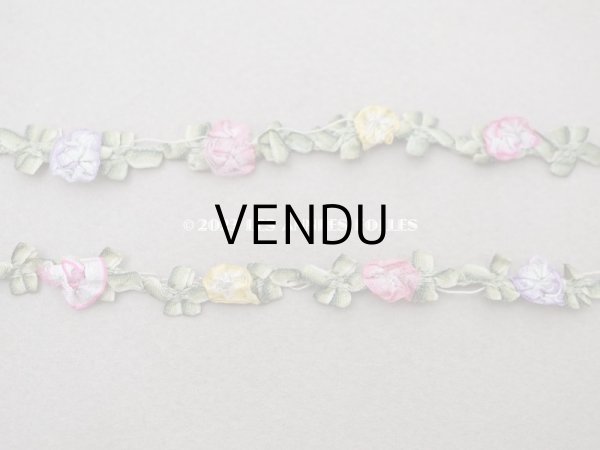 画像6: アンティーク シルク製 6色の薔薇のロココトリム ロココリボン 63cm (6)