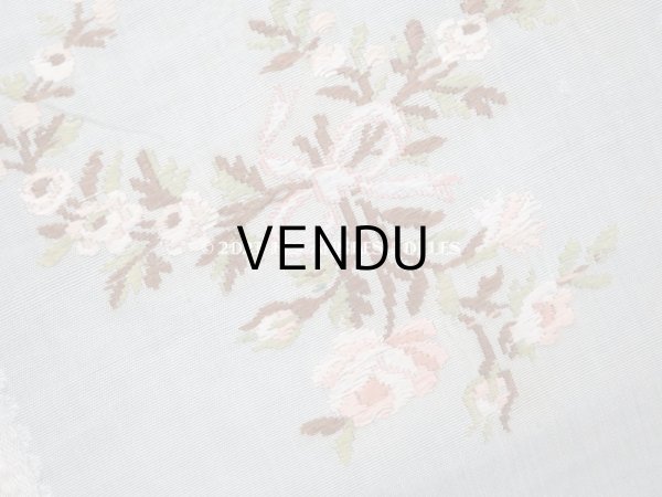 画像10: 18世紀 アンティーク 薔薇とリボンのガーランド　シルク製ファブリック 手刺繍 約1.8m 25cm幅 (10)