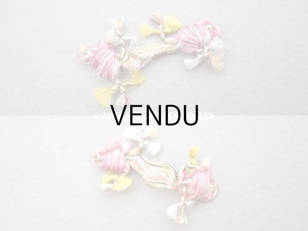 画像3: 19世紀末 アンティーク シルク製 薔薇のパスマントリー 4ピースのセット オールドローズ色 ロココモチーフ (3)