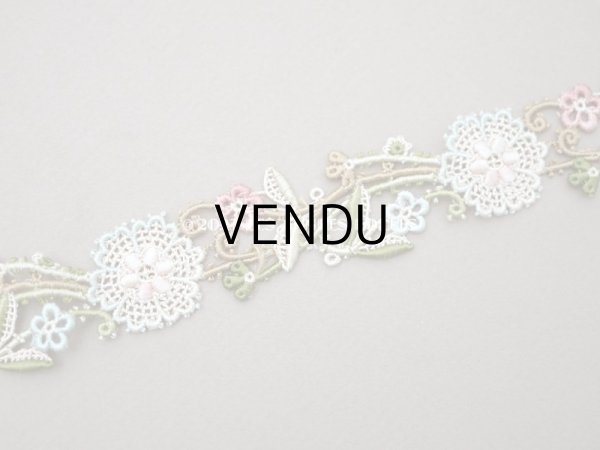 画像3: アンティーク シルク製 花模様のレース　42cm (3)