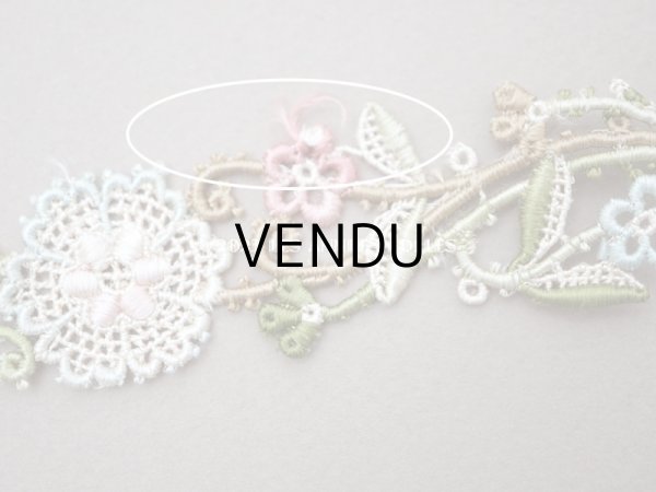 画像6: アンティーク シルク製 花模様のレース　42cm (6)