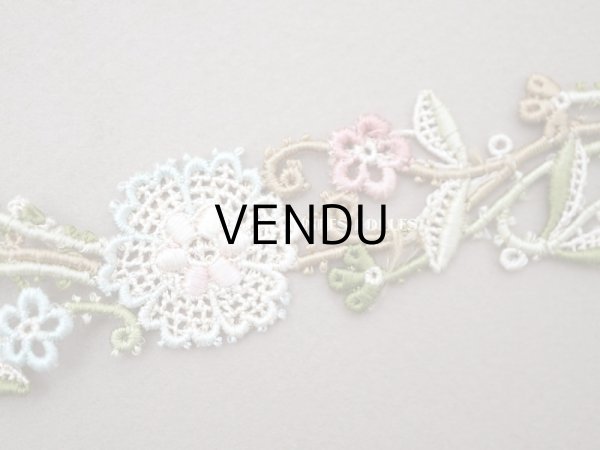 画像4: アンティーク シルク製 花模様のレース　42cm (4)