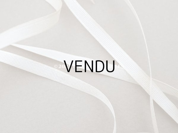 画像3: アンティーク シルク製 極細 5mm幅 グログランリボン エクリュ 5.75m ベビー用ボネ (3)