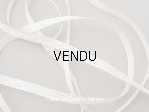 画像1: アンティーク シルク製 極細 5mm幅 グログランリボン エクリュ 5.75m ベビー用ボネ (1)