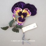 画像: 1900年頃 未使用　アンティーク パンジーの布花 ラベル付 紫＆レモン色