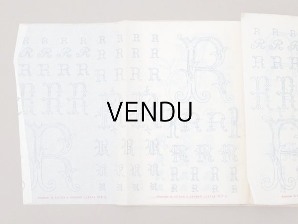画像10: アンティーク  イニシャル刺繍図案 【 R 】 アイロンプリントシート付き MES INITIALES (10)