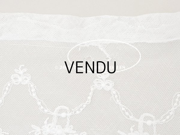 画像7: アンティーク 花かご＆リボンのガーランドの刺繍入り 幅広チュールレース 183cm (7)