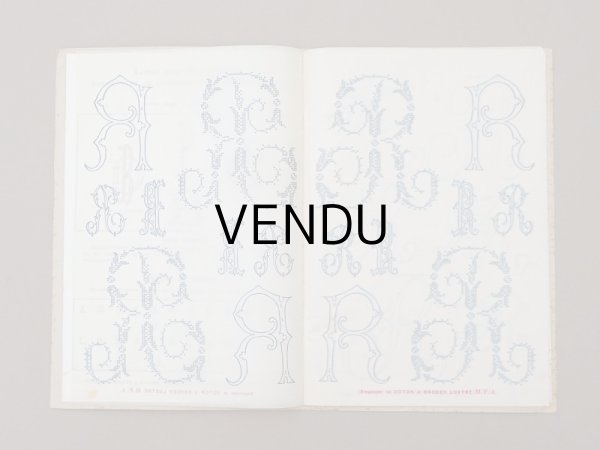画像7: アンティーク  イニシャル刺繍図案 【 R 】 アイロンプリントシート付き MES INITIALES (7)