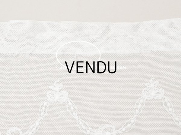 画像6: アンティーク 花かご＆リボンのガーランドの刺繍入り 幅広チュールレース 183cm (6)