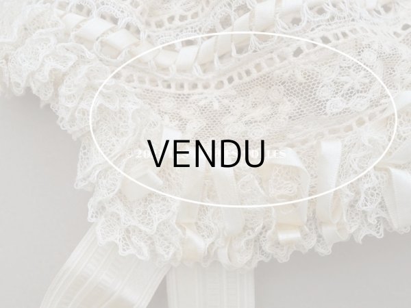 画像13: アンティークバテム用　レース&シルクリボン使いのボネ ベビー用ボネ (13)