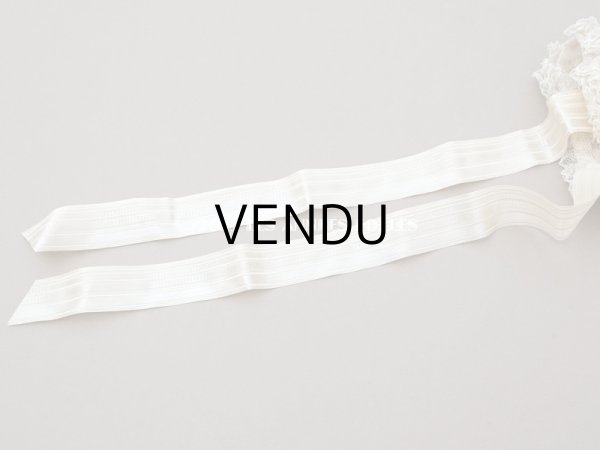 画像9: アンティークバテム用　レース&シルクリボン使いのボネ ベビー用ボネ (9)