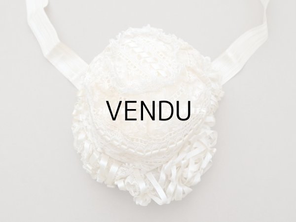 画像8: アンティークバテム用　レース&シルクリボン使いのボネ ベビー用ボネ (8)