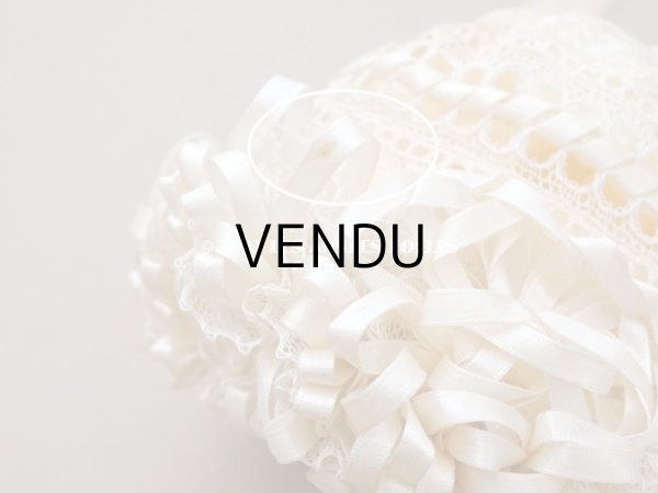 画像11: アンティークバテム用　レース&シルクリボン使いのボネ ベビー用ボネ (11)