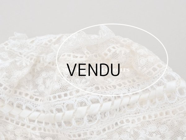 画像12: アンティークバテム用　レース&シルクリボン使いのボネ ベビー用ボネ (12)