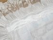 画像16: アンティーク 大きなクッションカバー モノグラム刺繍入り 96×93cm　ヴァランシエンヌレースのフリル　 (16)