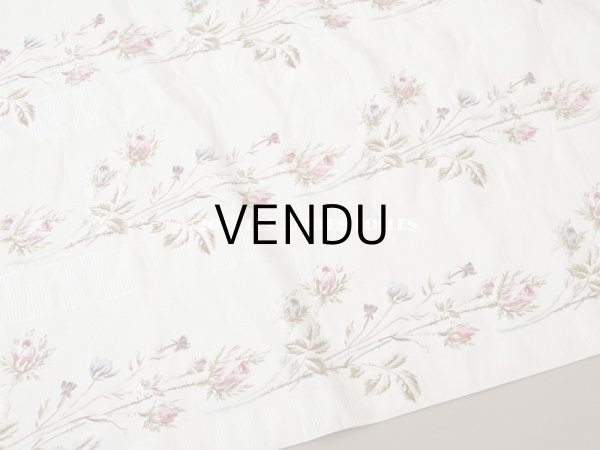 画像3: 未使用 1900年頃 アンティーク 薔薇模様 シルク製ファブリック フロッキー加工 54cm幅 (3)