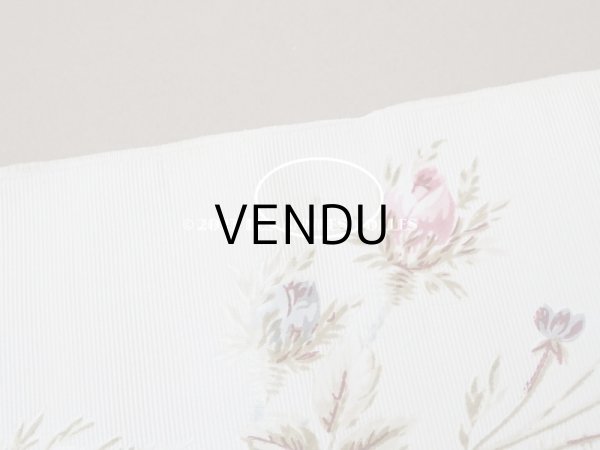 画像14: 未使用 1900年頃 アンティーク 薔薇模様 シルク製ファブリック フロッキー加工 54cm幅 (14)