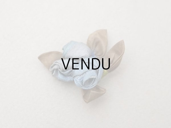 画像3: アンティーク 薔薇のロココモチーフ スモーキーブルー (3)