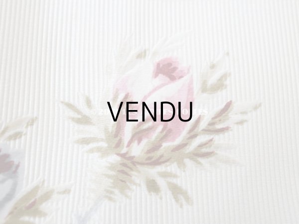 画像6: 未使用 1900年頃 アンティーク 薔薇模様 シルク製ファブリック フロッキー加工 54cm幅 (6)