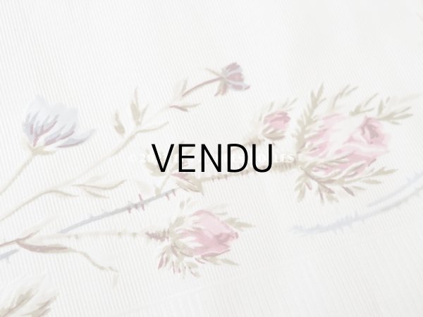 画像7: 未使用 1900年頃 アンティーク 薔薇模様 シルク製ファブリック フロッキー加工 54cm幅 (7)