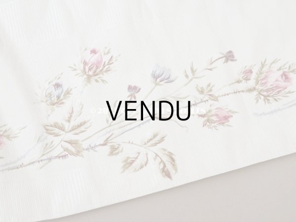画像12: 未使用 1900年頃 アンティーク 薔薇模様 シルク製ファブリック フロッキー加工 54cm幅 (12)
