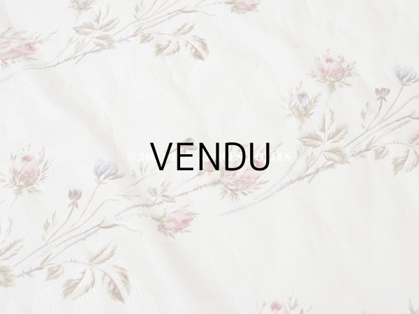 画像10: 未使用 1900年頃 アンティーク 薔薇模様 シルク製ファブリック フロッキー加工 54cm幅 (10)