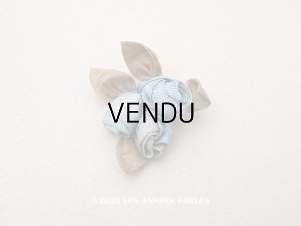 画像1: アンティーク 薔薇のロココモチーフ スモーキーブルー (1)