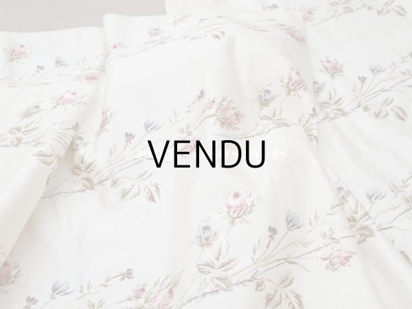 画像4: 未使用 1900年頃 アンティーク 薔薇模様 シルク製ファブリック フロッキー加工 54cm幅 (4)