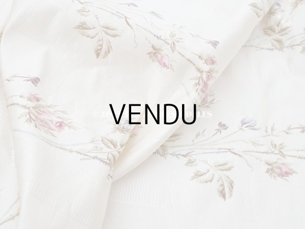 画像5: 未使用 1900年頃 アンティーク 薔薇模様 シルク製ファブリック フロッキー加工 54cm幅 (5)