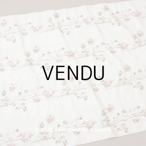 画像: 未使用 1900年頃 アンティーク 薔薇模様 シルク製ファブリック フロッキー加工 54cm幅