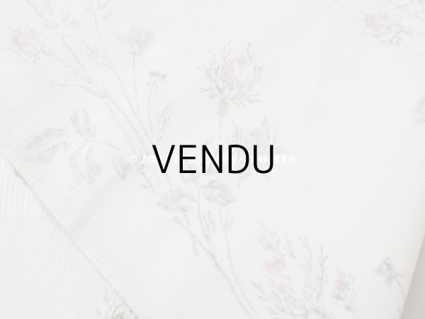 画像13: 未使用 1900年頃 アンティーク 薔薇模様 シルク製ファブリック フロッキー加工 54cm幅 (13)