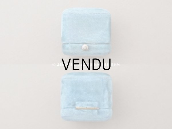 画像5: 19世紀 アンティーク リングボックス イニシャル入り　ブルーのベルベット ジュエリーボックス  (5)