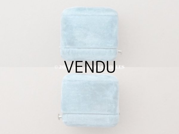 画像6: 19世紀 アンティーク リングボックス イニシャル入り　ブルーのベルベット ジュエリーボックス  (6)