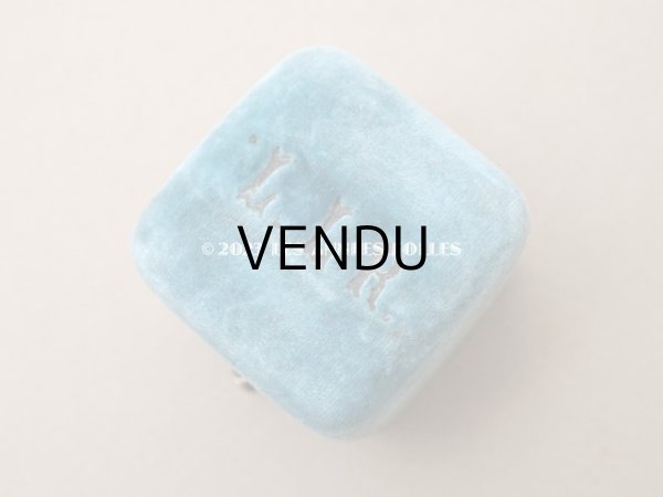 画像3: 19世紀 アンティーク リングボックス イニシャル入り　ブルーのベルベット ジュエリーボックス  (3)