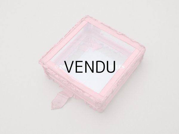 画像10: アンティーク リボンワークのガラスケース オールドローズ色 ジュエリーケース (10)