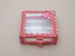 画像2: アンティーク リボンワークのガラスケース オールドローズ色 ジュエリーケース (2)