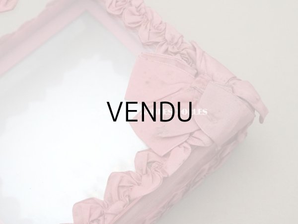 画像3: アンティーク リボンワークのガラスケース オールドローズ色 ジュエリーケース (3)