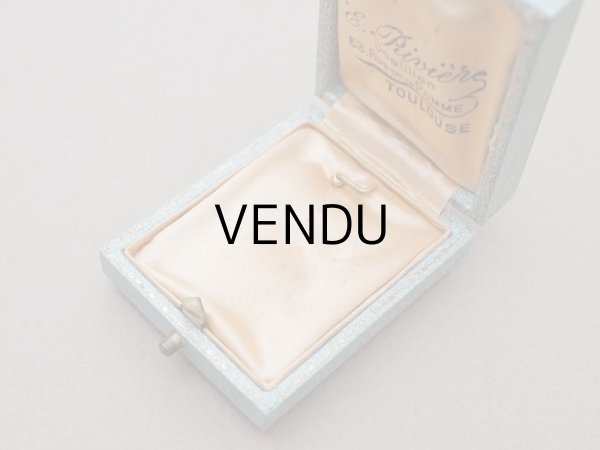 画像3: アンティーク 金彩入り ジュエリーボックス グレイッシュブルー  (3)