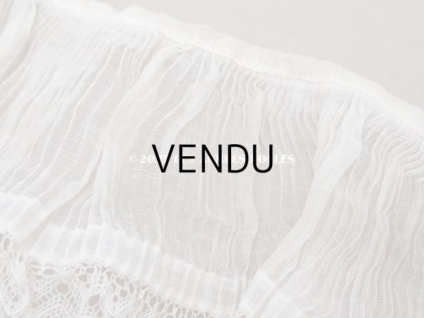 画像3: 【クリスマスセール2023対象外】1900年代 アンティーク ドレスの裾  レース付きプリーツ  1.9m 幅10cm　コットンオーガンジー (3)