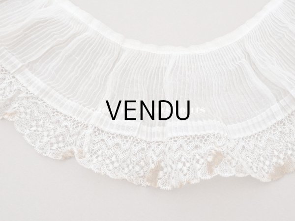 画像10: 【クリスマスセール2023対象外】1900年代 アンティーク ドレスの裾  レース付きプリーツ  1.9m 幅10cm　コットンオーガンジー (10)