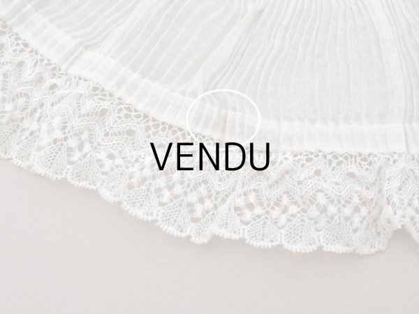 画像11: 【クリスマスセール2023対象外】1900年代 アンティーク ドレスの裾  レース付きプリーツ  1.9m 幅10cm　コットンオーガンジー (11)